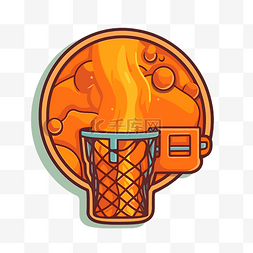 篮球桶上有火焰剪贴画 向量