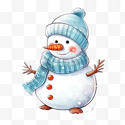 新年插牌素材图片_可愛的雪人插畫