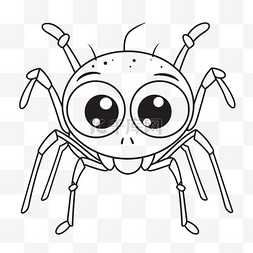 动画卡通大眼睛蜘蛛轮廓素描画 