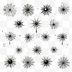 蜘蛛线蜘蛛网图片_用于万圣节设计和装饰的卡通蜘蛛