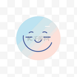 蓝色圆圈中微笑的幸福图标 向量