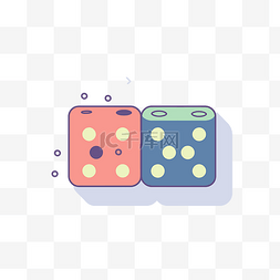 骰子插图图片_带有蓝色和粉红色点的骰子图标 