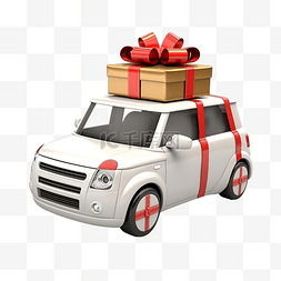 3d 插图圣诞老人礼品车