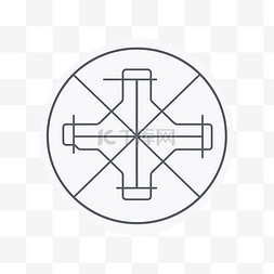 灰色背景上白线画中十字的几何符