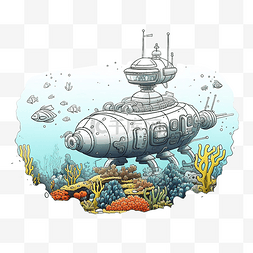 海底深海图片_带有机械手的探索性深海深潜器在