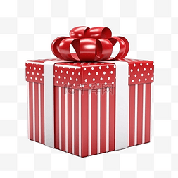 红色丝带庆祝图片_红色和白色礼品盒的 3D 渲染，带