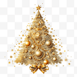 晚会邀请函海报图片_圣诞快乐版式设计，金色圣诞树装
