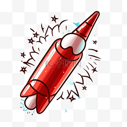铅笔彩铅笔矢量图片_在矢量图中点燃天空红色火箭烟花