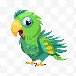 绿色鹦鹉图片_鹦鹉剪贴画可爱的绿色小鹦鹉卡通