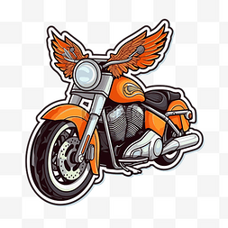 翅膀大翅膀图片_白色有大翅膀贴纸的摩托车 向量