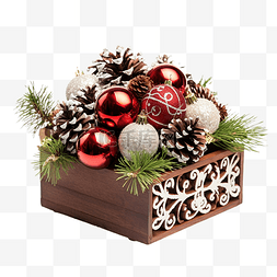 圣诞礼物图片_有圣诞装饰的木盒