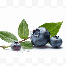 蓝莓和叶子有水滴