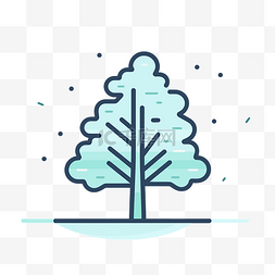 积雪图标图片_线图标雪树冬天树 向量