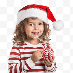 戴着圣诞老人帽子的小女孩在圣诞