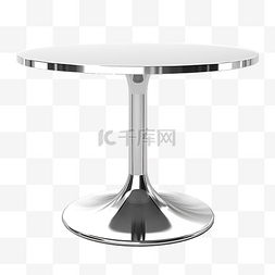 白色桌子腿图片_空白金属圆桌的 3d 插图