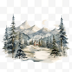 卡通装饰雪山图片_圣诞插画