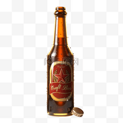 渲染包装图片_啤酒瓶3d棕色