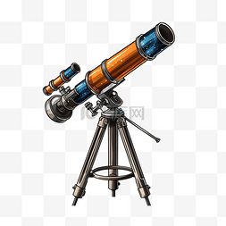 望远镜观星插画图片_望远镜太空png插图