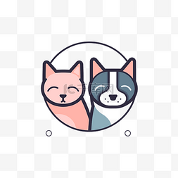 猫和狗轮廓图片_宠物标志图标模板设计 向量