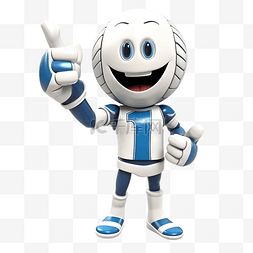 排球排球杯图片_排球吉祥物竖起大拇指 3D 人物插