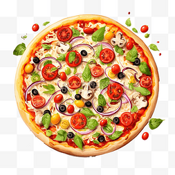 切好的蔬菜图片_带有各种配料的新鲜披萨的剪贴画