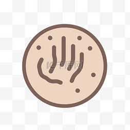 白色背景上的 cookie 图标中的手印 