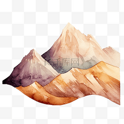 山丘陵水彩插图