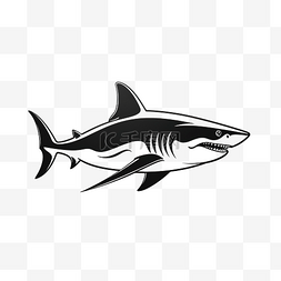 线条连续图片_鲨鱼单线艺术线条动物