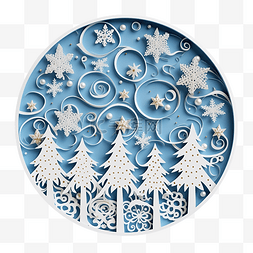 树枝雪花图片_蓝色圆圈形状和树枝的快乐圣诞贺
