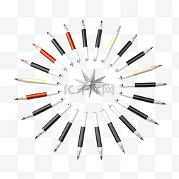 铅笔路标图片_白色铅笔方向指示器顺序和混乱选