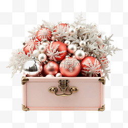 圣诞节复古礼盒图片_圣诞假期节日小玩意和珊瑚复古礼