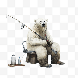 手绘针织图片_北极熊去钓鱼