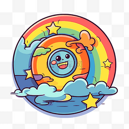 卡通彩虹圆圈图片_cd剪贴画卡通圆圈，上面有彩虹，