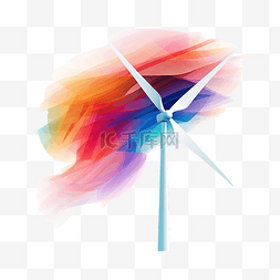 蓝色风力图片_ai发电风力发电插画