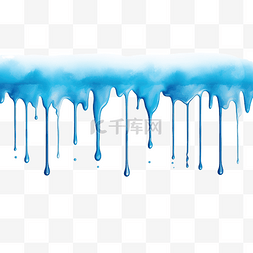 蓝色背景颜料图片_滴水蓝色水彩液体颜料水平无缝边