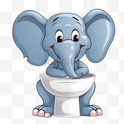 厕所里的大象动物卡通人物