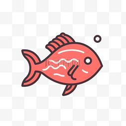 红鱼背景图片_线性格式的红鱼图标 向量
