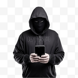 木马的图片_智能手机中的黑客小偷