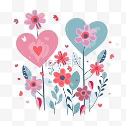 心和花剪贴画粉红心与花和另一颗