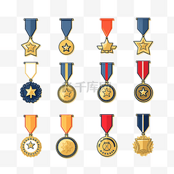 勋章和图片_简约风格的奖牌和成就插图
