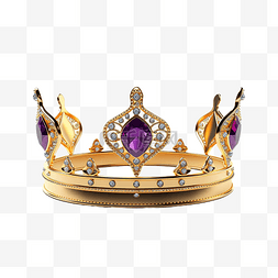 可爱公主皇冠图片_金色和紫色的皇冠