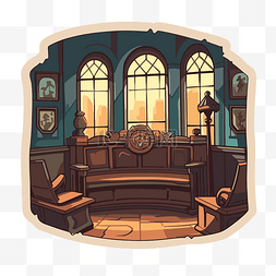 哈利波特教室桌子，配有椅子和窗