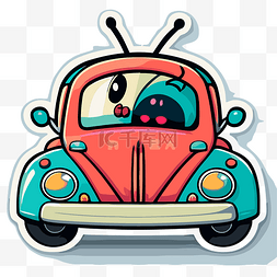 可爱虫标题框图片_可爱的卡通甲虫贴纸与可爱的汽车