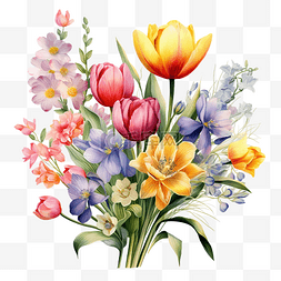 春天的花朵剪贴画图片_五顏六色的春天的花朵