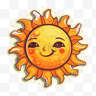黄色背景中带着微笑的可爱卡通太阳 向量