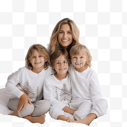 斯堪的纳维亚人图片_美丽的母亲和她的两个孩子拥抱在
