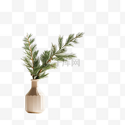 窗台上花瓶里天然树枝的替代圣诞