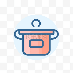 烹饪锅图标图片_带有红色和蓝色的内联烹饪锅图标