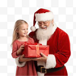 圣诞圣诞老人和带圣诞礼物的孩子