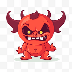 卡通可爱恶魔角图片_可爱的恶魔剪贴画 一个愤怒的红